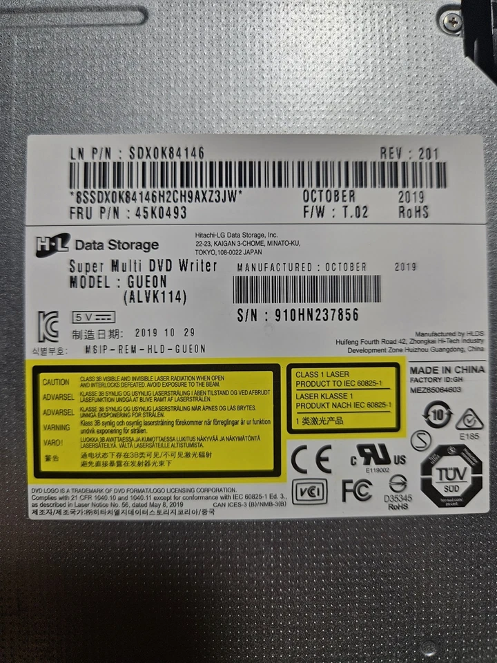 Lote de 5 SDX0K84146 HL Almacenamiento de Datos Super Multi CD / DVD-RW GUE0N FRU 45K0493  Foto 4 de 4
