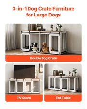 New 72" Dog Crate Furniture New 2 Dogs, Double Dog Crate Furniture with Double