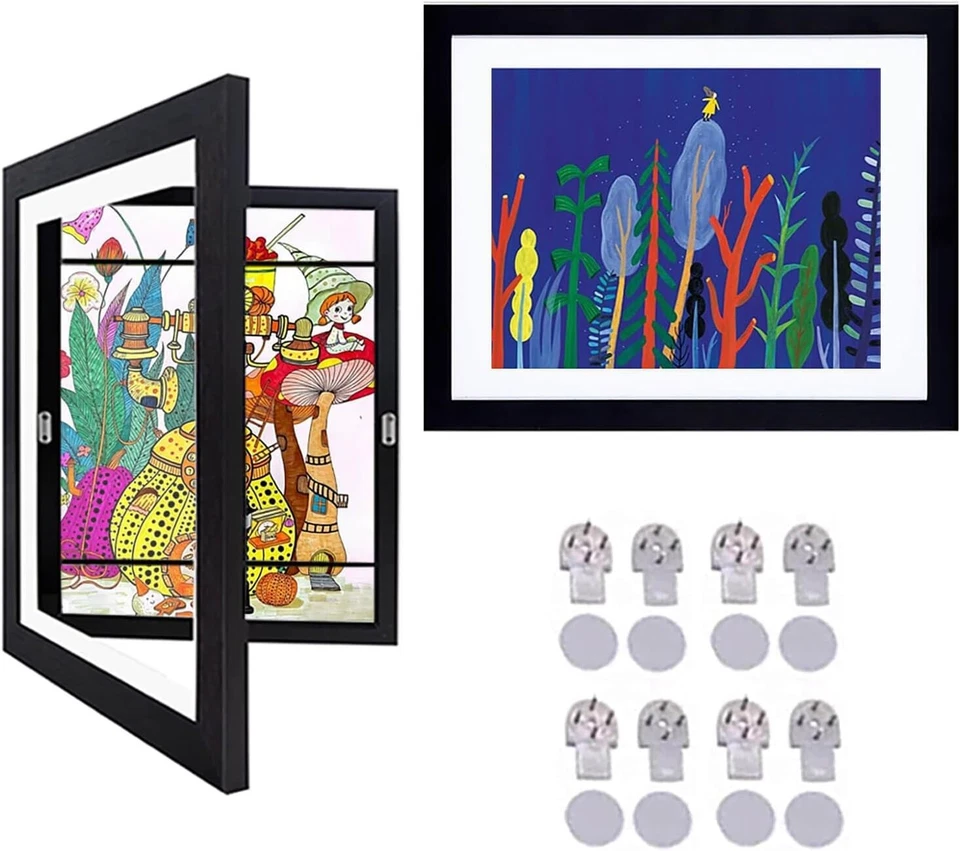 Набор из 2 детских художественных рамок 9,5x13 с передним отверстием отлично подходит для детских рисунков черный - Изображение 2 из 4