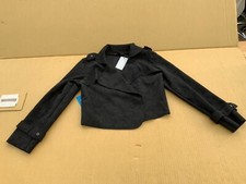 Golddigga Black Suede Effect Jacket Uk 12 New