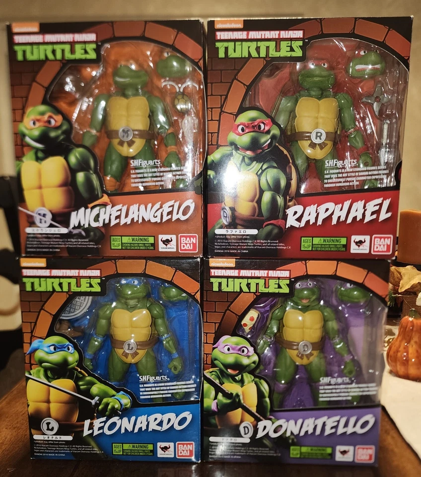 SH Figuarts Teenage Mutant Ninja Turtles JUEGO COMPLETO de 4 TMNT 1987 Caja Abierta Foto 4 de 4