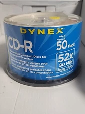 NEW & SEALED! Dynex CD-R 52X 80 Min 700MB 50 Pack Recordable Compact Discs (138)