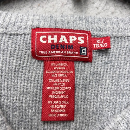 Chaps Denim Wool Sweater Mens XL Gray Pullover Crew Neck Pullover Jumper Casual - Picture 11 of 11