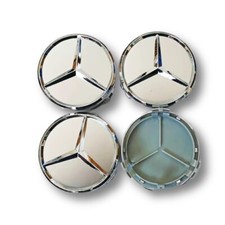 For Mercedes-Benz 4PCS Ø75mm C E GLC GLE hubcaps wheel centre caps matte silver