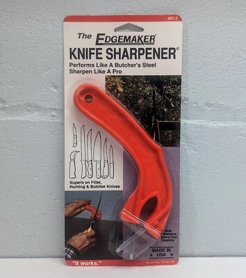 NOS The Edgemaker Knife Sharpener & Hone ORANGE #012 USA New Sharpen Like A Pro