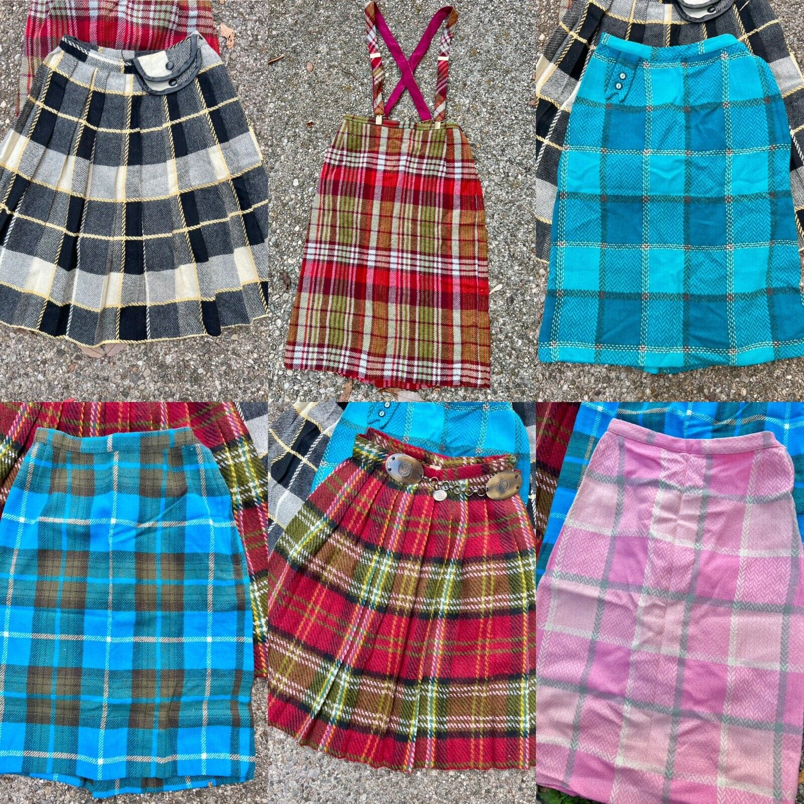 Vintage 1950s Plaid Skirt Lot Of 6 Petite Jr Size… - image 1