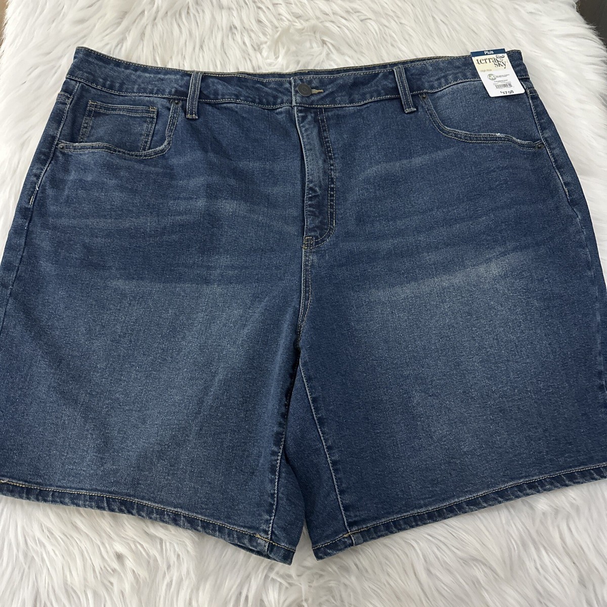 Terra & Sky Womens High Rise Denim Shorts 24W Comfort Stretch NWT