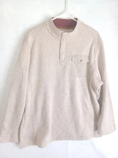 Woolrich Men’s Sweatshirt T Snap Pullover Beige Tan Fleece Size X-Large