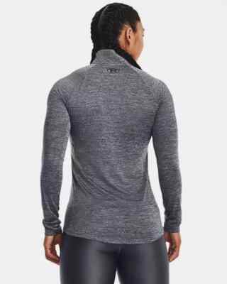 UNDER ARMOUR WOMEN'S TECH 1/2 ZIP TWIST SHIRT GRAY/BLACK SZ XS OR