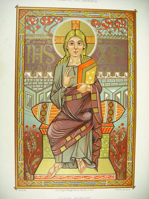 Jésus Christ D'ap Godesscalc Für König Charlemagne VIII Litho XIX 1858 Hangard