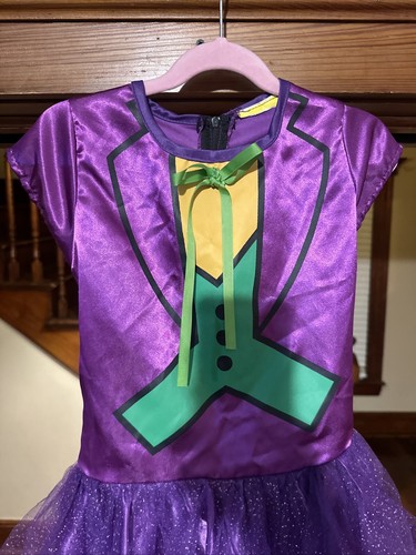 Rubie’s Joker Costume Villain Tutu Dress Batman Child Size Dress 2 Cuffs - Picture 9 of 21