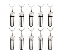 Set of 10 Silver Open Heart CREMATION URNS with Velvet Pouches, Chains, Fill Kit