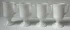 Vintage Lot Milk Glass White Pedestal D Handle Mugs Coffee Cups Lot of 4