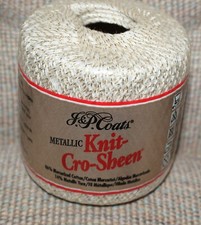 White  Gold Metallic Knit Cro-Sheen Cotton Thread Crochet Craft Fast Shipping