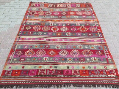 Vintage Teppich, Türkischer Balya Kelim, Wollteppich, Teppich, Tapi 62''x80'' A...