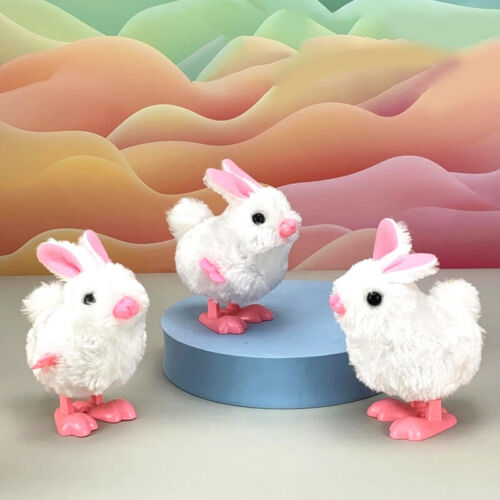 White Rabbit Wind-up Toy Pluh Bunny Toy Clockwork Jumping Bunny Easter Gift - Imagen 1 de 8
