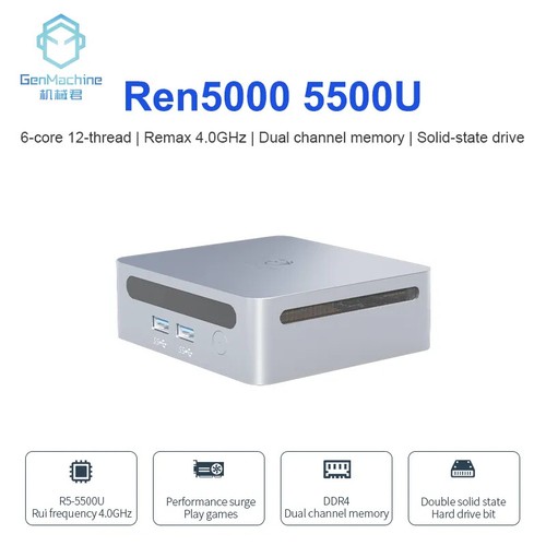 Mini PC Ren5500U AMD Ryzen5 5500U CPU2.1GHz Up to 4.0GHz Windows 10/11 DDR4 64GB