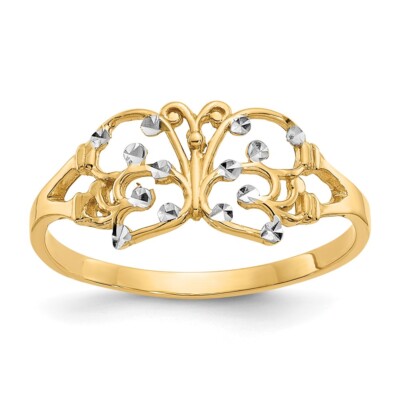 10k zweifarbiger goldener Schmetterlingsring Geschenk für Frauen Größe 7