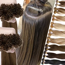 Nail U Tip Flat K Tip Real Remy Human Hair Extensions Keratin Glue Fusion Tip