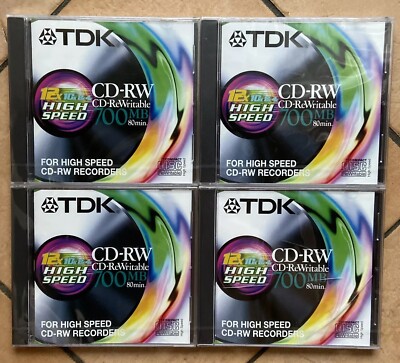 4x TDK CD-RW 700 MB - 12x High Speed - CD-ReWritable Rohling - Neu & OVP