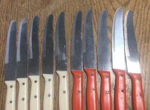 Colt Evan Inox Serrated Knives Orange Plastic Handles Rivet camp cottage Lot 10 - Picture 3 of 7