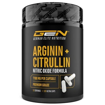 GERMEN ELITE NUTRITION ARGININE + CITRULLINE - 320 Capsules a 1100mg High Dose Mega Pump Preworkout