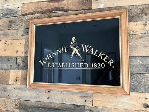 VINTAGE JOHNNIE WALKER SCOTCH WHISKY ADVERTISING PICTURE MIRROR BAR PUB MAN CAVE - Picture 10 of 14