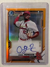 2021 Bowman Chrome Prospect Orange Refractor /25 Angel Rondon Rookie Auto Giants