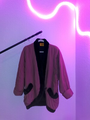 Vintage Kimono Steppjacke Fendi, 80er Jahre, Schulterpolster & Kunstfellbesatz