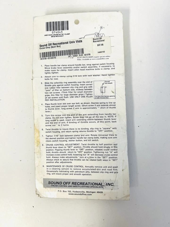 Abrazadera Sound Off Recreational Universal Vista Cruise 7/8 MCUVOO-P 07-4043 7/8 pulgadas Foto 3 de 4