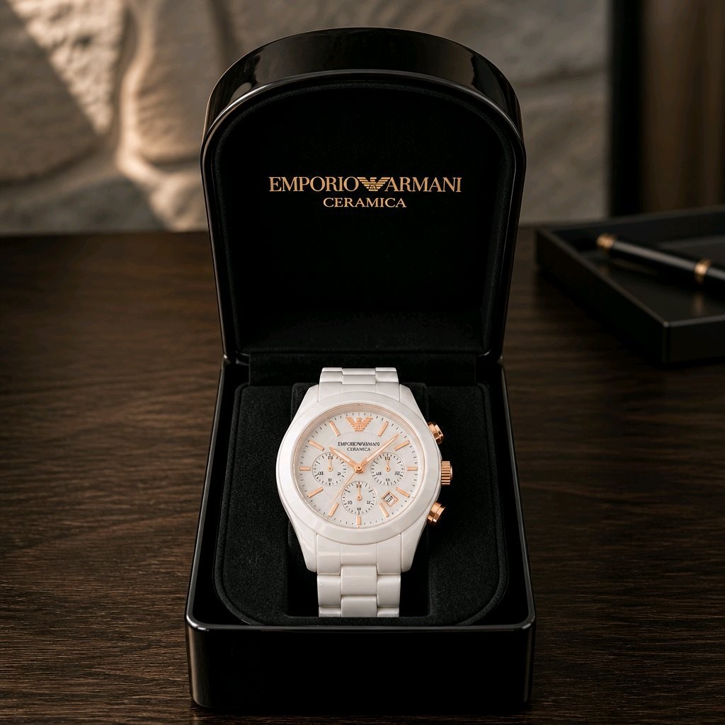 未使用新品☆　エンポリオアルマーニ　AR1416　EMPORIO ARMANI NEW IN BOX EMPORIO ARMANI Ceramica White AR1416 Quartz analog