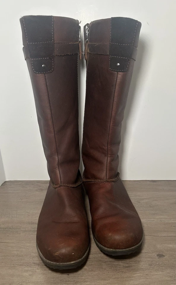 Eddie Bauer Botas Altas de Cuero Suave para Mujer 9.5 Marrón Impermeable Cremallera Lateral Foto 4 de 4
