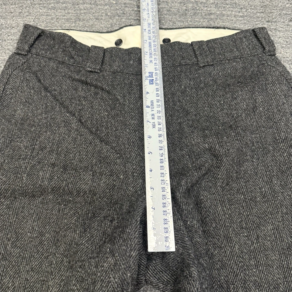 L.L Bean Freeport Wool Dress Pants Men 32x30 Gray Herringbone Made USA Vintage - Image 4 of 4
