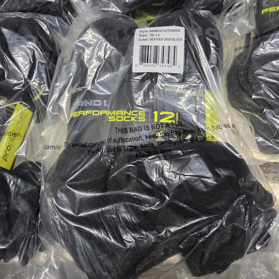 Lote de 5 calcetines tobilleros AND1 negros/grises para hombre (60 pares en total - talla 10-13  Foto 4 de 4