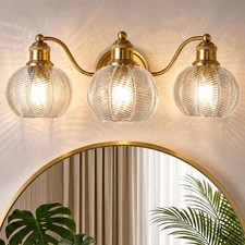 Vintage Bathroom Vanity Light 3-Light Antique Brass Bathroom Light Fixture W/
