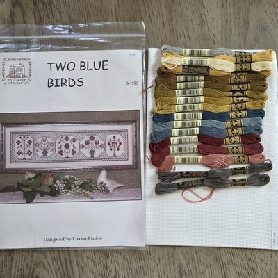 Rosewood Manor Designs/Karen Kluba ~ S-1199 TWO BLUE BIRDS - floral, quaker KIT