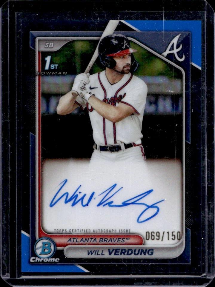 2024 Bowman Chrome Will Verdung Auto Blue Refractor 1st #69/150 Braves