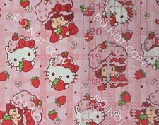 Custom 100 Cotton Woven Fabric Hello Kitty Berry Girl Mashup By The 1/4 Yard
