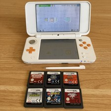 Nintendo 2DS XL Console White & Orange, Pokemon Case, Charger & 6 Games Bundle