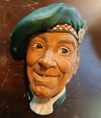Vintage 1961 Bossons Jock Chalkware Head Wall Decor Made In Britain