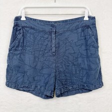 TOMMY BAHAMA Embroidered Linen 5" Mid Rise Shorts Textured Beach Summer Blue 8
