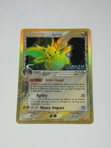 Vintage Dragonite 3/113 Ex Delta Species Stamped Reverse Holo Pokemon Card TCG
