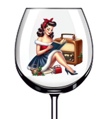 12x bunte Weihnachten Pin Up Girl Vinyl Aufkleber Abziehbild Becher Weinglas Auto