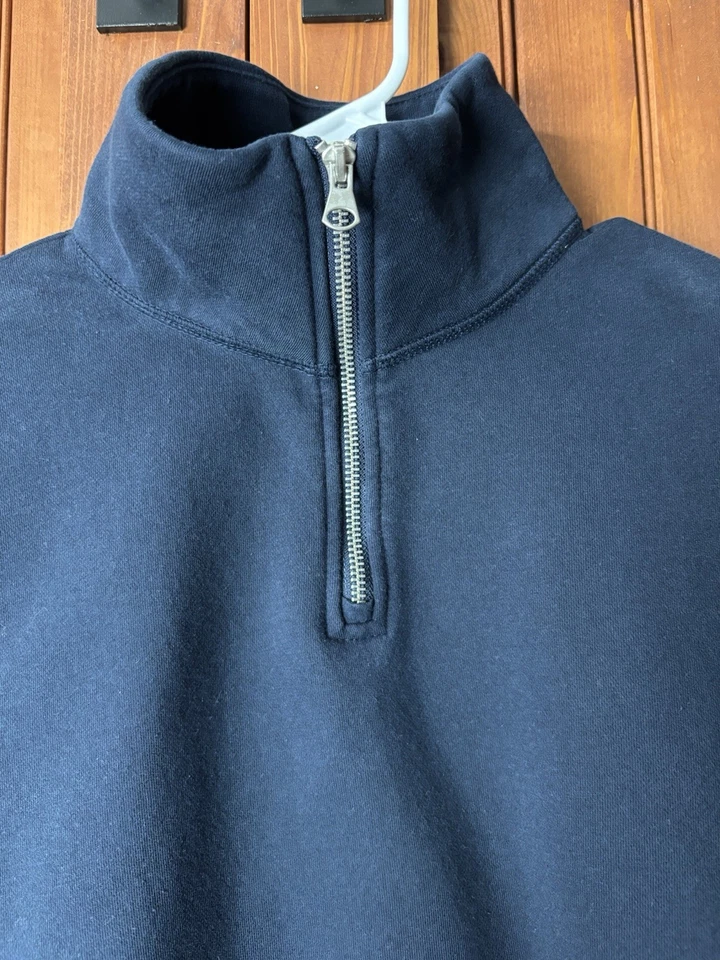 Zara Men’s Basic Quarter Zip Sweatshirt Size M Navy Blue Long Sleeve Pullover - Image 3 of 4