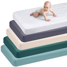 6 Pcs Baby Bedding Set - Fitted Sheet Crib Waterproof Mattress Protector, 28"...