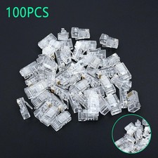 100PCS RJ45 Network Modular Plug 8P8C CAT5e Cable Connector End Pass Through