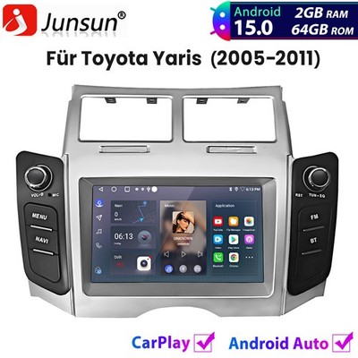 Für Toyota Yaris 2005-2011 Carplay Android15 Autoradio GPS Navi BT SWC Wifi 64GB