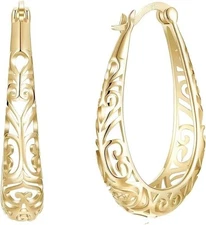 Aretes Argollas En Oro 14K Pendientes Joyería Fina De Moda Regalos Para Mujer US