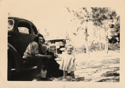 #ad Vintage Photo Classic Cars Mommy Baby Dog Nature Family Trees Rural Snapshot $9.99