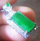 Video Certified Green Silver 925 A JADE Jadeite pendant Rectangle 126100 TS